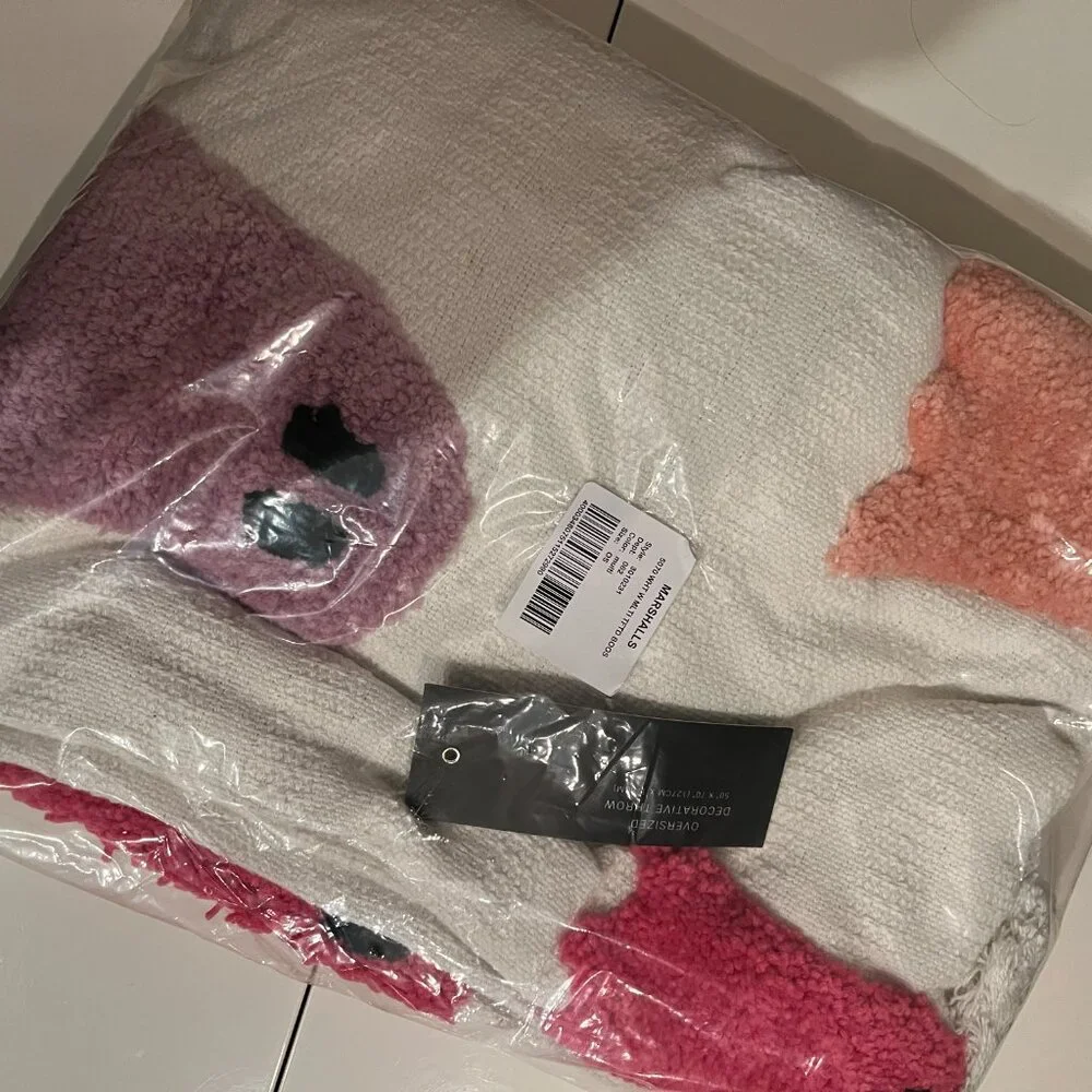 Rachel Zoe Oversized Decorative Throw Blanket 50 x 70 TickTick Famous (NEW / x)‎